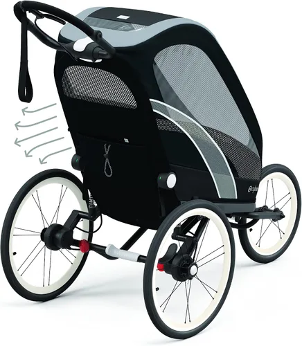 Vista 10 de CYBEX ZENO - Remolque multideportivo 4 en 1, plegado compacto, suspensión de conducción suave y neumáticos llenos de aire, remolque de bebé durante