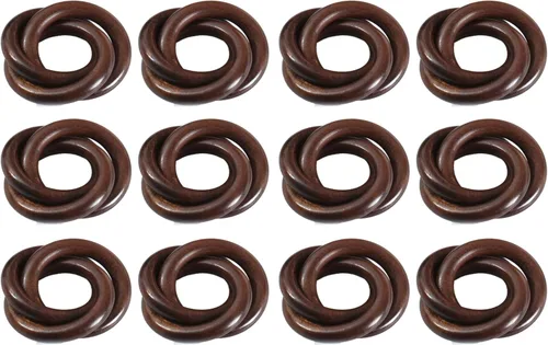 Vista 17 de Juego de 12 Servilleteros de Madera de Tres Anillos - Abrazaderas Portaservilletas para Decoración de Mesa de Comedor - Anillos Rústicos Modernos