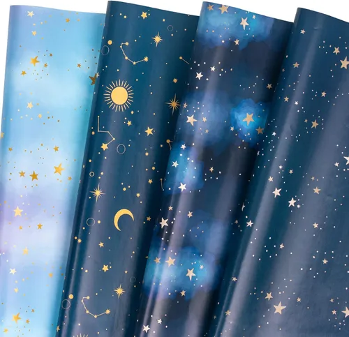 Vista 14 de WRAPAHOLIC Hoja de papel de regalo, 12 hojas con bonito diseño de animales para cumpleaños, vacaciones, fiestas, baby shower, 17.5 x 39.3 pulgadas