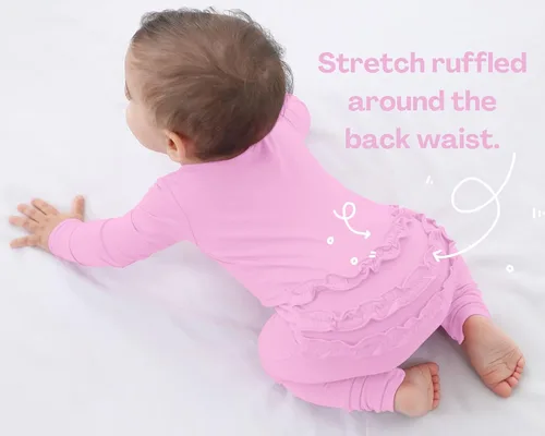 Vista 22 de GUISBY Rayon - Mameluco de manga larga para bebé, sin pies, cremallera de 2 vías con volantes, para dormir de 0 a 24 meses Negro