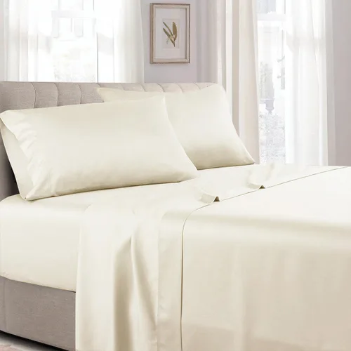 Vista 5 de Royal Tradition Juego de sábanas de satén de algodón de perfil bajo (7-10 pulgadas), tamaño individual, azul, ropa de cama de 3 piezas, fabricado