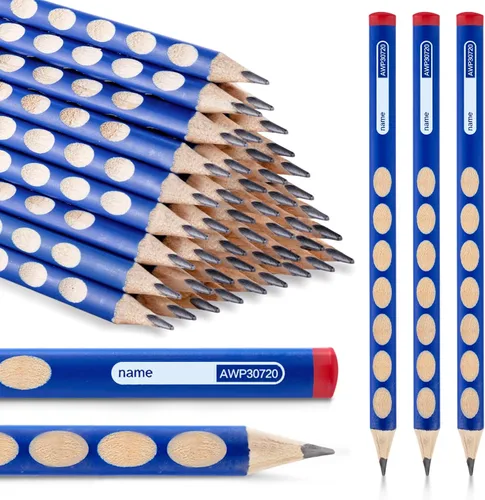 Vista 10 de M&G 12 piezas de lápices triangulares para niños, lápices HB con mango de corrección triangular, preafilados, lápices de grafito con madera