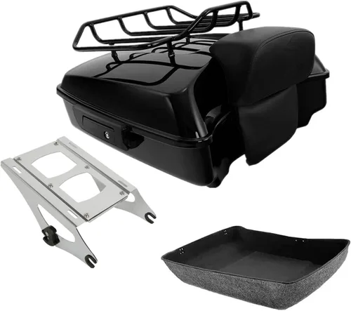 Vista 7 de TCMT Pestillos Negros de 10.7" para Maletero Cortado, Almohadilla de Respaldo, Luz Trasera LED con Señal de Giro Compatible con Harley Touring