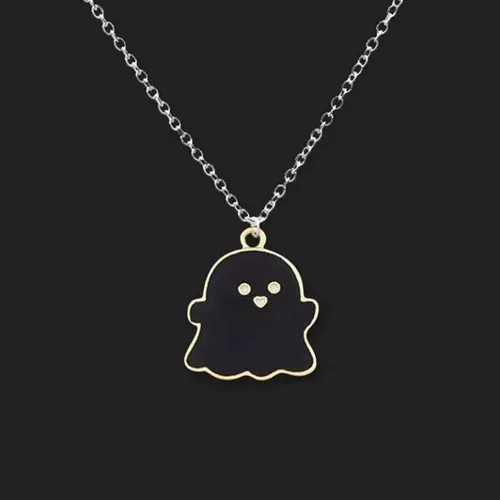 Vista 4 de 1 unidad2 collares con colgante de fantasma blanco y negro, dibujos animados, fantasma, amistad, pareja, encantador, collar de fantasma, colgante