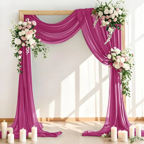 Vista 15 de LINXTAR 1 panel de tela para arco de boda, 1 panel de 30 x 18 pies, cortina de arco de gasa transparente azul bebé para cabina de fotos, despedida