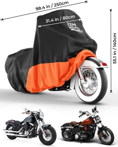 Vista 6 de KEMIMOTO Funda para motocicleta 420D resistente al agua, compatible con los modelos Softail Dyna, Standard Heritage Classic 114 Shadow Cruiser