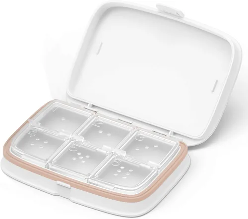 Vista 7 de Pastillero delgado – Organizador de pastillas portátil con compartimentos extraíbles – Pastillero a prueba de fugas para medicación diaria