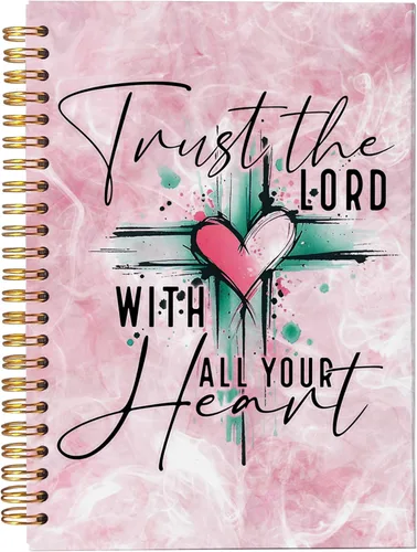 Vista 13 de VNWEK Escritura Bíblica Proverbios 3:5 Confía en el Señor con todo tu corazón Cuaderno Espiral Arcoíris Marrón Boho 14 x 21 cm, Cuaderno Espiral