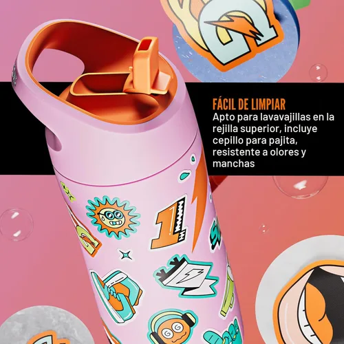Vista 6 de Botella de agua Gatorade para niños Rookie Metal, de 12 onzas, botella de acero inoxidable, botella de doble pared con aislamiento, aislada al Azul