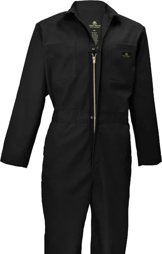 Vista 14 de Natural Uniforms Overol de sarga de manga larga con cremallera para hombre, resistente a las manchas y a las arrugas