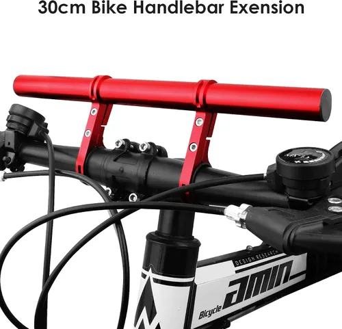 Vista 5 de Manillar de bicicleta, extensor de manillar de bicicleta de 11.8 pulgadas, soporte multifuncional de aleación de aluminio, extensión de soporte