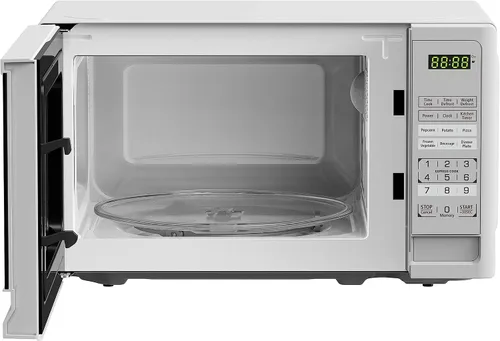 Vista 2 de BLACK+DECKER - Horno microondas compacto de sobremesa 0.7 pies cúbicos, 700 vatios, con iluminación LED, bloqueo infantil, color blanco
