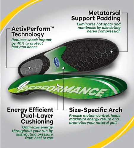 Vista 6 de Dr. Scholl's Tamaño de rendimiento para adaptarse a plantillas de correr para hombres y mujeres, mujeres 7.5-8 / hombres 6.5-7 tamaños