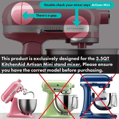 Vista 4 de Accesorio de batidor resistente para KitchenAid Artisan Mini de 3.5 cuartos de galón con cabezal basculante - Látigo de alambre de acero inoxidable