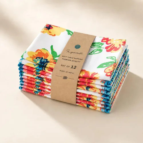 Vista 22 de Fingercraft - Juego de 12 servilletas de tela de mezcla de algodón y lino, con estampado, perfecta para fiestas, cenas, bodas, cócteles y Navidad