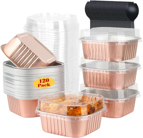 Vista 10 de LNYZQUS - Paquete de 120 mini moldes para pasteles de 10 onzas con tapas