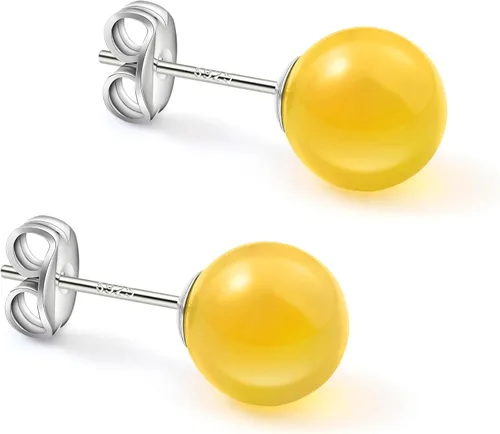Vista 58 de Natural Stone Stud Earrings for Women 8mm Sterling Silver Genuine Gemstone Earrings Handmade Sterling Silver Crystal Stud Earrings for Women