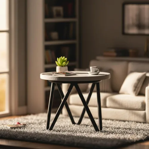 Vista 2 de Cutemini Mesa de casa de muñecas a escala 1 6, decoración en miniatura, muebles de casa de muñecas, mini mesa de centro redonda, accesorios