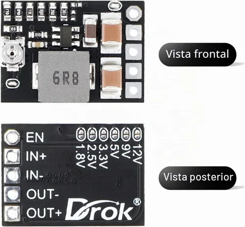 Vista 2 de DROK Convertidor de corriente CC de 5 V, 5 piezas de mini regulador de voltaje DC 4.5-20V 12V 9V reductor transformador tablero 3A 10W de voltaje