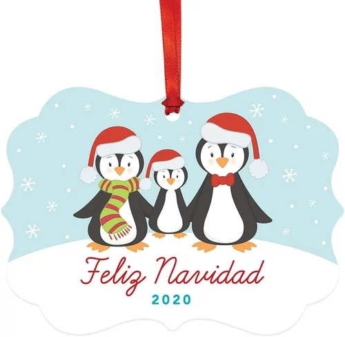 Vista 20 de Andaz Press Adorno de recuerdo de Navidad con marco de fantasía de familia española, Nuestra Primera Navidad Como UNA Familia De Tres 2024, Familia