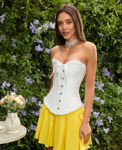 Vista 4 de SZIVYSHI Corsé para mujer, lencería moldeadora, body con cintura de encaje