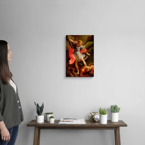 Vista 2 de El Arcángel Miguel derrotando a Satanás - Lienzo decorativo para pared, ilustraciones