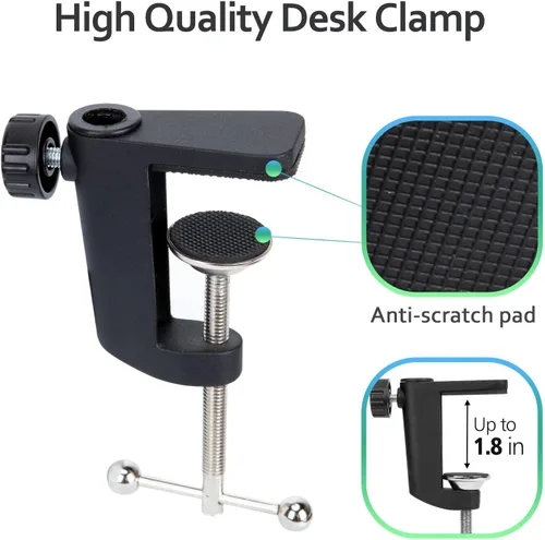 Vista 5 de Para Fifine K688 Boom Arm - Brazo de micrófono ajustable con gestión de cables, brazo de micrófono con adaptador de 3/8 a 5/8 pulgadas compatible