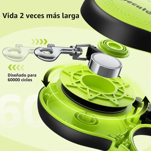 Vista 6 de Pecute - Correa retráctil para perro con cable a prueba de mordiscos - 18,2 pies de correa retráctil resistente para mascotas con dispensador