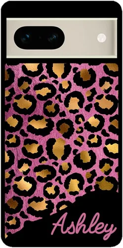 Vista 2 de Funda de goma negra personalizada de piel de leopardo color oro rosa compatible con Google Pixel 10, 10 Pro, 10 Pro XL, 9a, 9 Pro, Pixel 9, Pixel 9