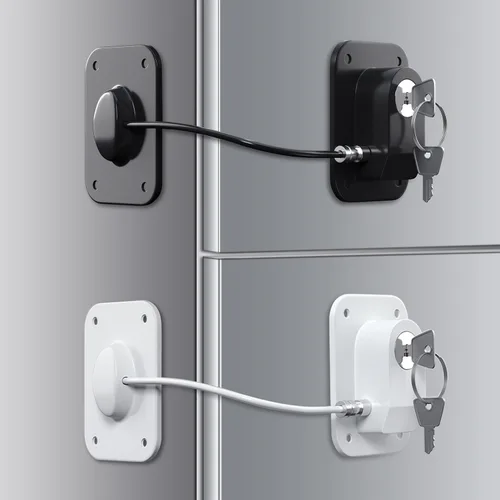 Vista 11 de RORMGO Paquete de 2 cerraduras para refrigerador, cerradura para refrigerador con protección de alambre de silicona, cerraduras para nevera