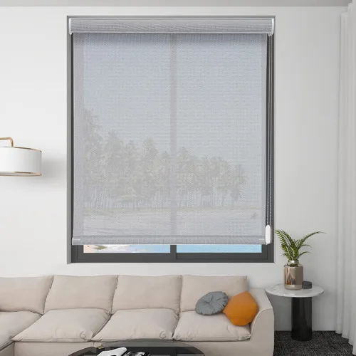 Vista 10 de Changshade Persianas enrollables opacas personalizadas, persianas enrollables con cenefa, oscurecimiento de la habitación, sin cables, con Blanco