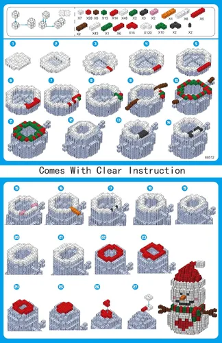 Vista 6 de Bloques de construcción de Navidad compatibles con Lego, muñeco de nieve de Navidad, micro bloques apilables, juguetes nuevos, caja de regalo