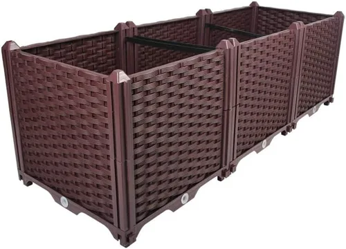 Vista 54 de BAOYOUNI - Juego de jardinera cuadrada para interiores o exteriores, maceta de plástico, caja de cultivo para verduras frescas, hierbas, flores