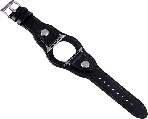 Vista 4 de Brazalete de cuero compatible con Apple Watch Band iWatch Series 8 7 6 5 4 3 2 1 SE Ultra de 1.496 in, 1.575 in, 1.614 in, 1.732 in, 1.654 in, 1.772