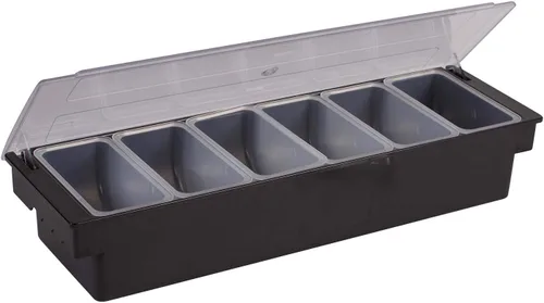 Vista 3 de Winco Soporte para condimentos, 4 compartimentos, base de plástico negro