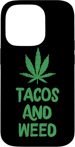 Vista 17 de Carcasa divertida para iPhone 16 Tacos y marihuana de marihuana envejecida
