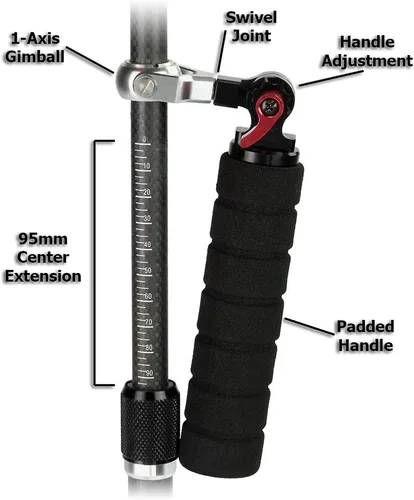 Vista 4 de Fotodiox Estabilizador de cardán de fibra de carbono profesional para cámaras DSLR, MILC y GoPro, sistema estabilizador de video portátil y soporte