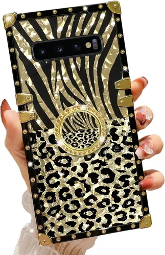 Vista 10 de Funda para Samsung Galaxy S8 Plus con soporte de anillo, patrón de moda, parte trasera de policarbonato duro y TPU suave, cubierta de protección a