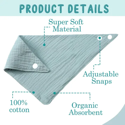 Vista 3 de Funtery 8 baberos para adultos, absorbentes, grandes, bandana suave, baberos, regalos para Navidad, necesidades especiales, hombres y mujeres, 8