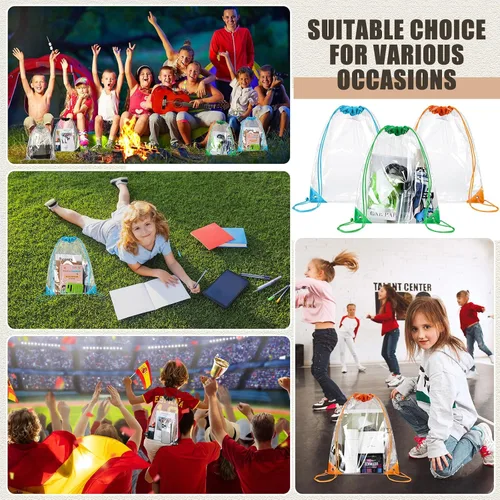 Vista 6 de 50 bolsas transparentes con cordón, bolsas de PVC deportivas, a granel, transparente, para estadio, impermeable, mochila transparente para gimnasio