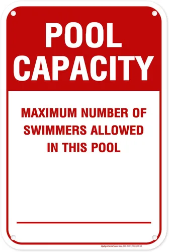 Vista 13 de Número máximo de nadadores permitidos en este cartel de piscina, 7 x 10 pulgadas, libre de óxido, aluminio 040, resistente a la decoloración