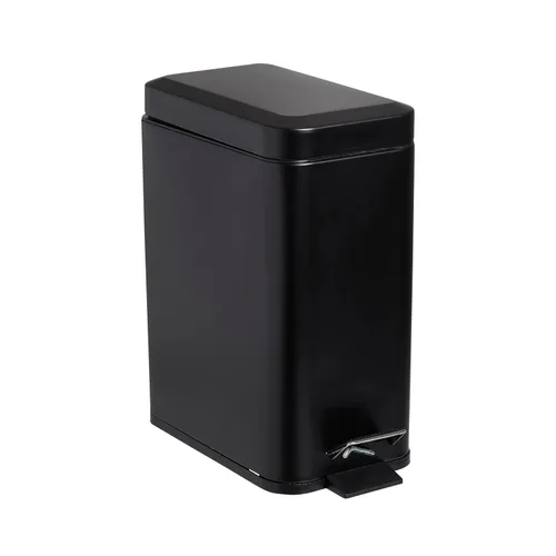 Vista 11 de SIMPLEMADE Cubo de basura redondo con pedal, acero inoxidable con tapa, pequeño cesto de metal/cubo de basura para baño, oficina, negro, 5 litros