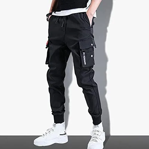 Vista 3 de Streetwear - Pantalones de hip hop, pantalones tipo cargo, pantalones deportivos, casuales, para hombres, parejas, mujeres, unisex