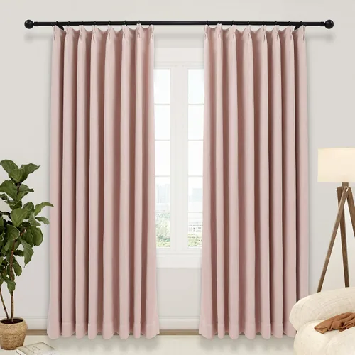 Vista 17 de LUSTROWIN Cortinas plisadas francesas de lino sintético con textura personalizada para dormitorio, cortinas opacas, cortinas de ventana para sala