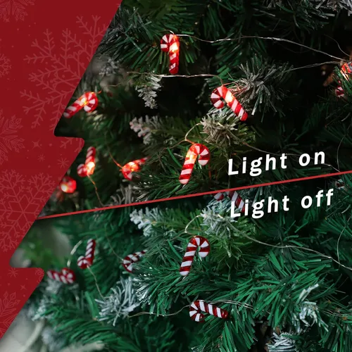 Vista 3 de Impress Life Guirnalda de luces navideñas de bastón de caramelo, 10 pies 20 luces LED 3D Plus centelleantes, funciona con USB y batería con control