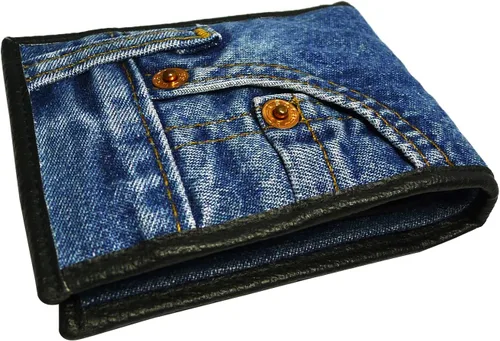 Vista 2 de Bijoux De Ja Monedero Billetera Billetera Pequeña Vaquera Azul Unisex, Mezclilla azul, Cartera francesa