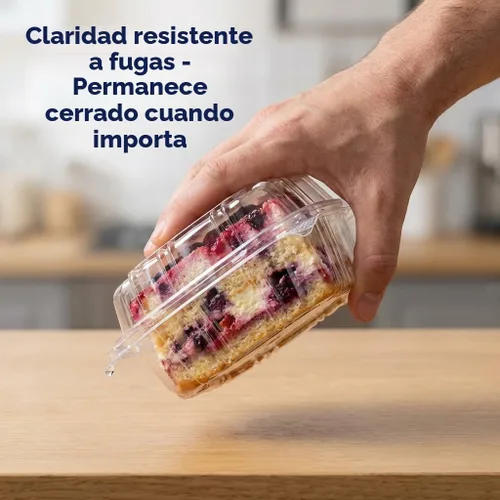 Vista 8 de Mr Miracle - Envases de almeja de plástico transparente desechables, resistentes a fugas y duraderos para entregas como Uber Eats, ideales