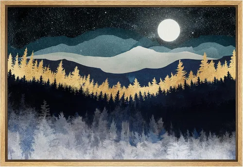 Vista 40 de SIGNFORD Impresión en Lienzo Enmarcado Arte de Pared Luna de Medianoche Cactus Desierto Duna Naturaleza Vida Silvestre Ilustraciones Decorativas