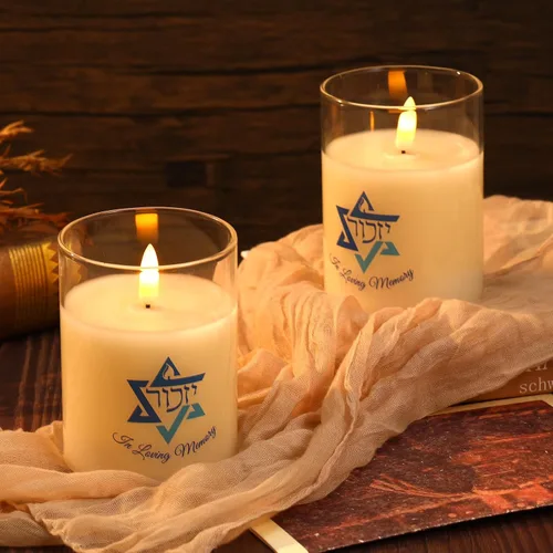 Vista 3 de Vela conmemorativa eléctrica LED Yahrzeit de 2 piezas para la pérdida de un