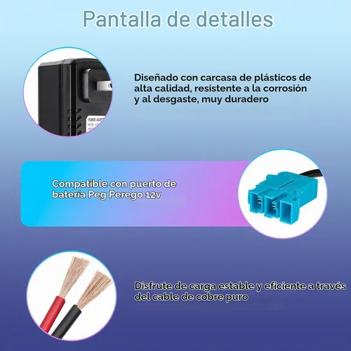 Vista 6 de Cargador de batería de 12 V para juguetes de paseo Peg Perego